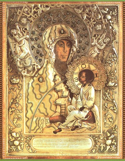 True Image of the Miraculous Russian Molchensk Icon of the Most Holy Theotokos. 1405, Putivl. Located in the Molchensk Women